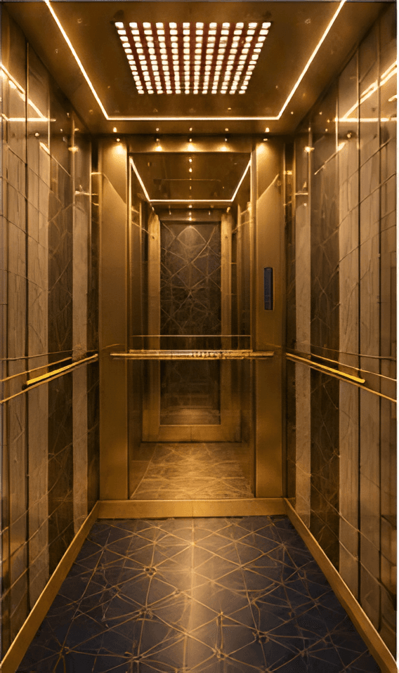 Premium luxury gold elevator cabin design